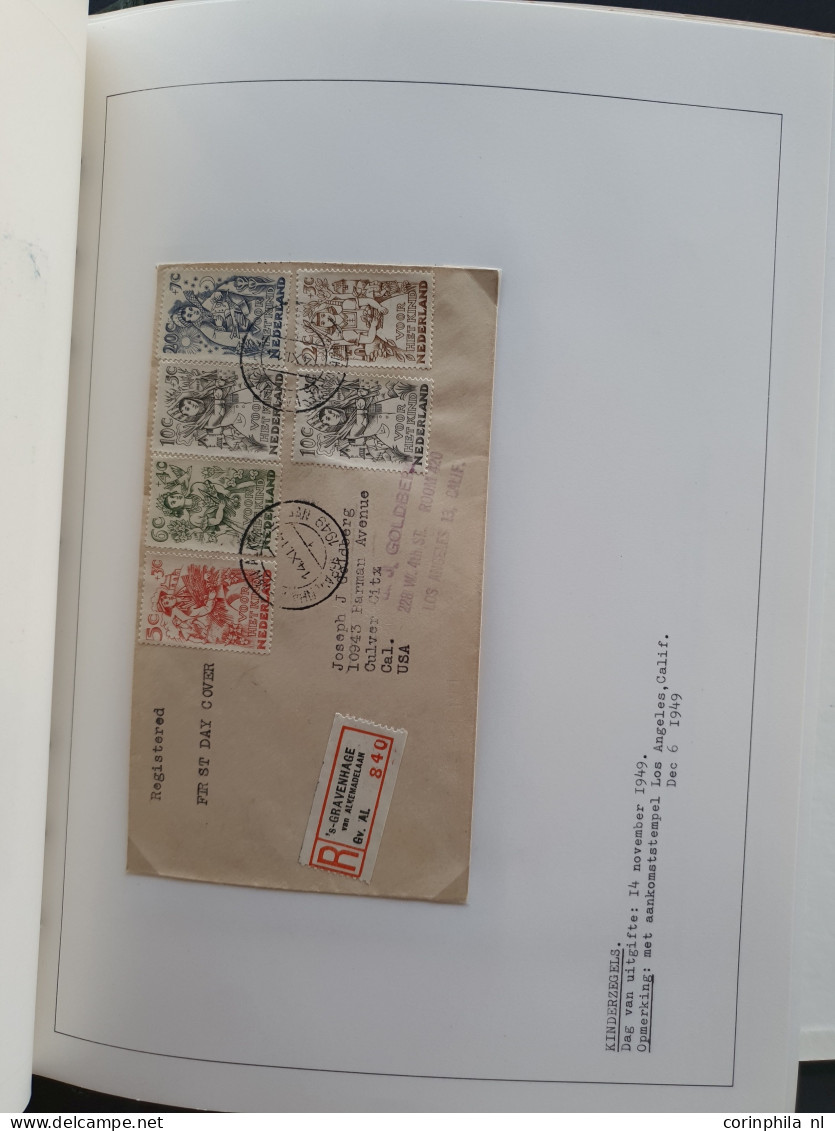 Cover 1948-1949 collectie fdc's met veel betere ex. (veel verschillende uitgevers), vroegst bekende data emissie En Face