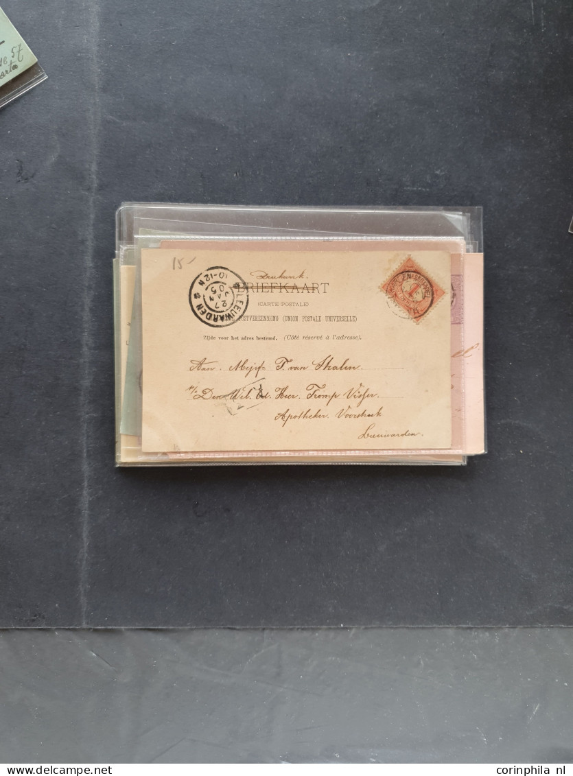 Cover 1870-1900 post(waarde)stukken (ruim 300 ex.) alle met kleinrondstempels w.b. beter in doosje
