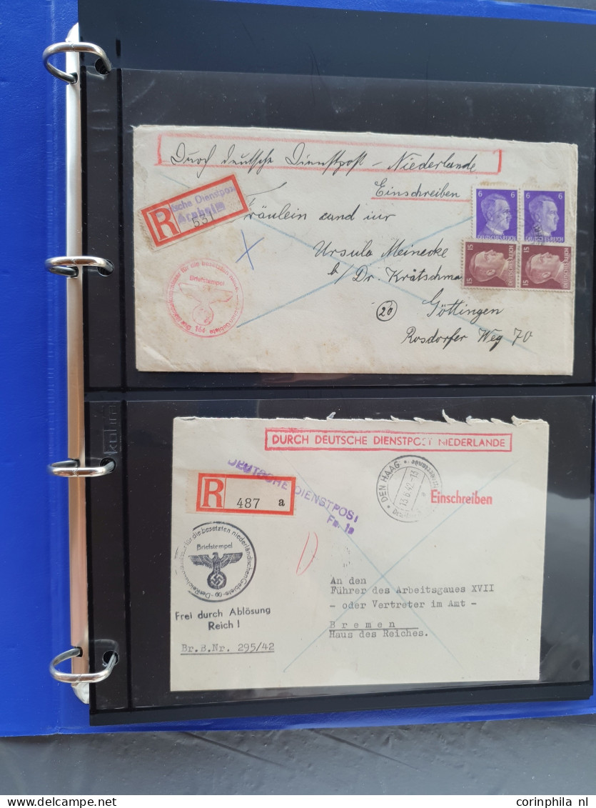 Cover 1941-1944, 16 Poststukken Durch Deutche Dienstpost Niederlande In Ringband - Collections