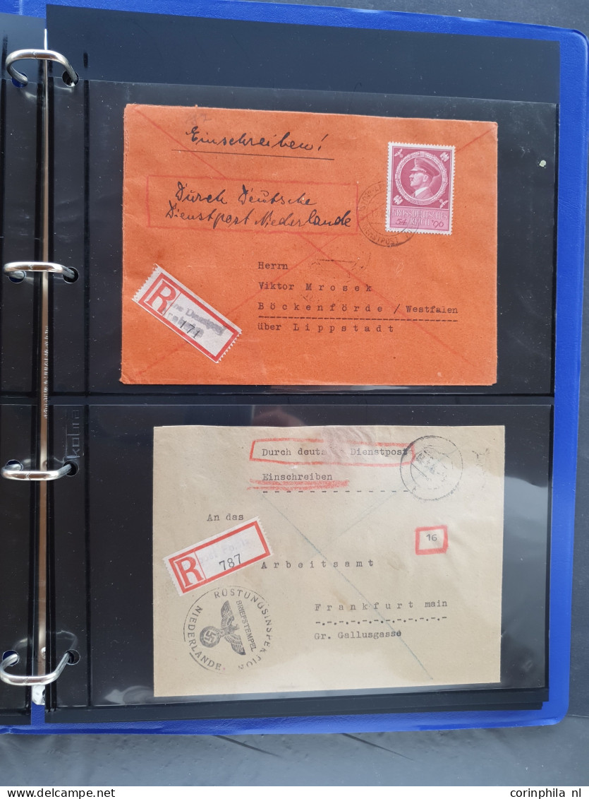 Cover 1941-1944, 16 Poststukken Durch Deutche Dienstpost Niederlande In Ringband - Collections