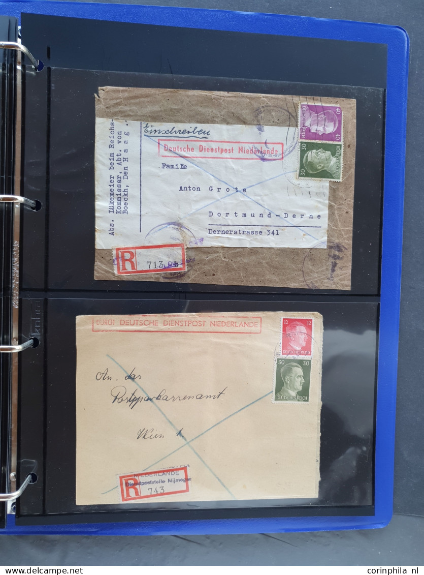 Cover 1941-1944, 16 Poststukken Durch Deutche Dienstpost Niederlande In Ringband - Collections