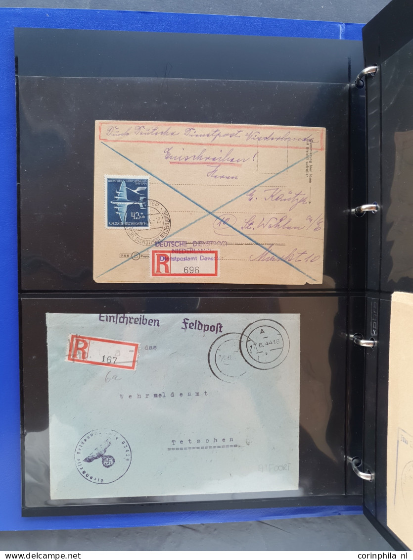 Cover 1941-1944, 16 poststukken Durch Deutche Dienstpost Niederlande in ringband