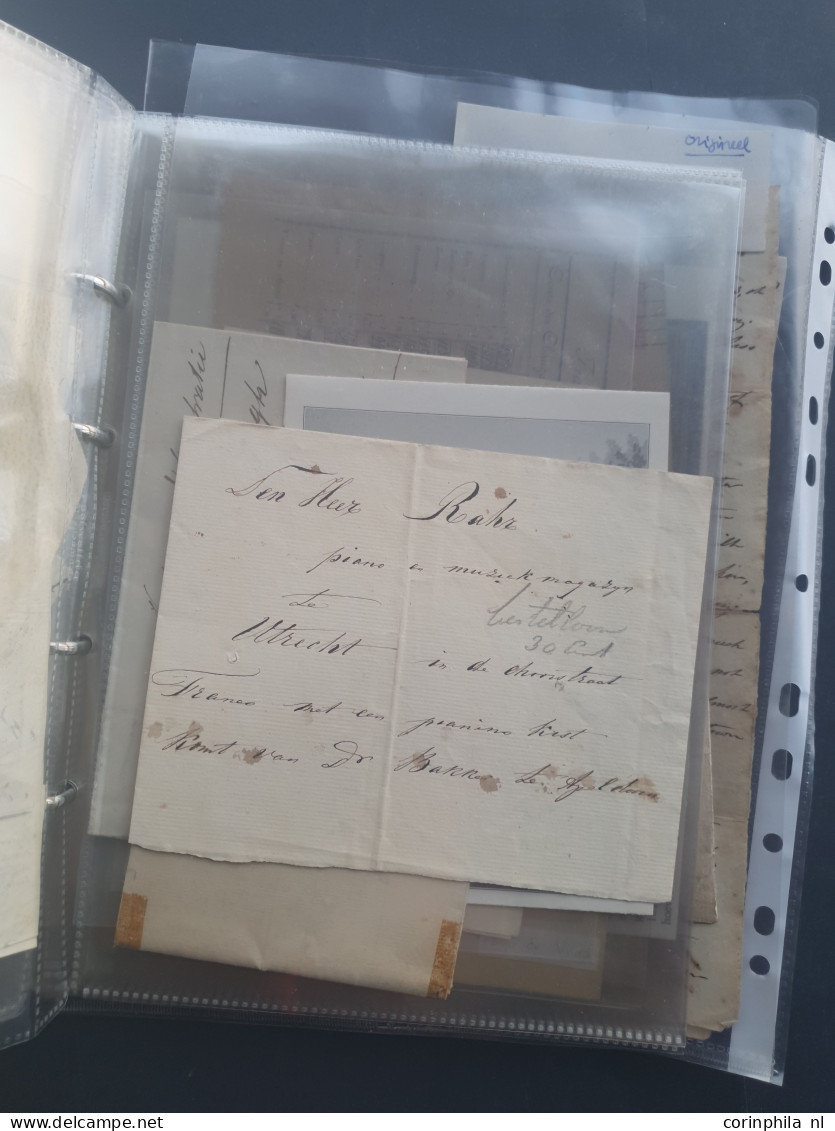 Cover 1768 en later collectie poststukken w.b. voorfilatelie, oude kranten (tussen 1799-1840), brieven en documenten in 
