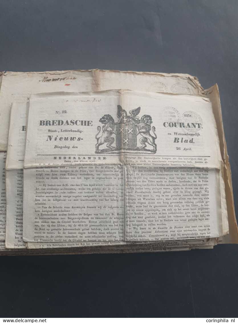 Cover 1768 en later collectie poststukken w.b. voorfilatelie, oude kranten (tussen 1799-1840), brieven en documenten in 