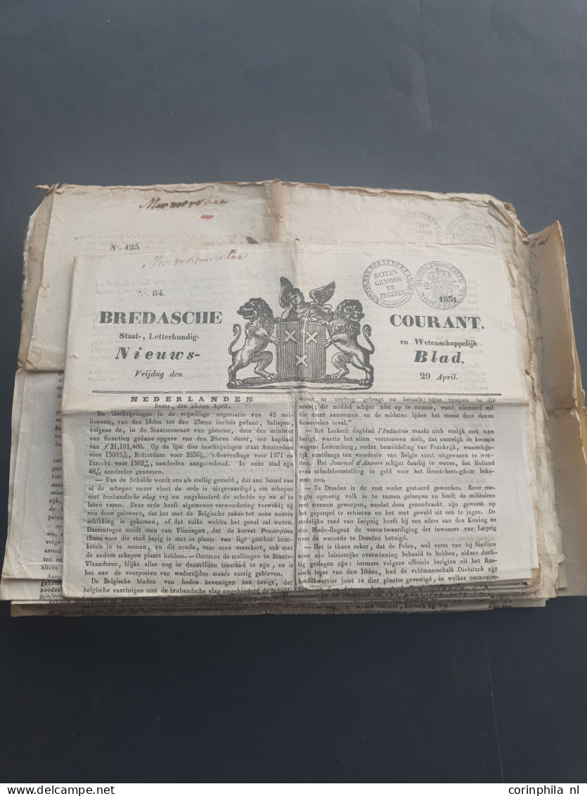 Cover 1768 en later collectie poststukken w.b. voorfilatelie, oude kranten (tussen 1799-1840), brieven en documenten in 