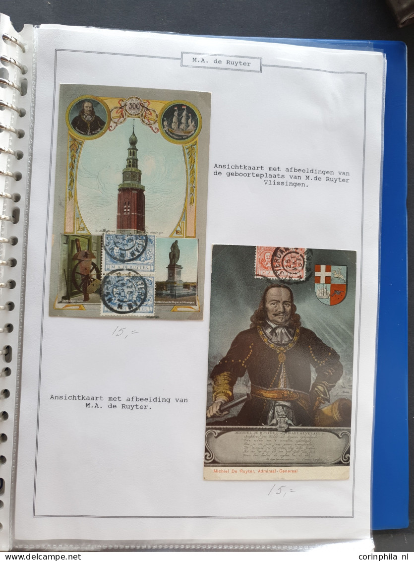 Cover 1907 en later collectie de Ruyter waarbij prentbriefkaarten, fdc's etc. in 2 albums