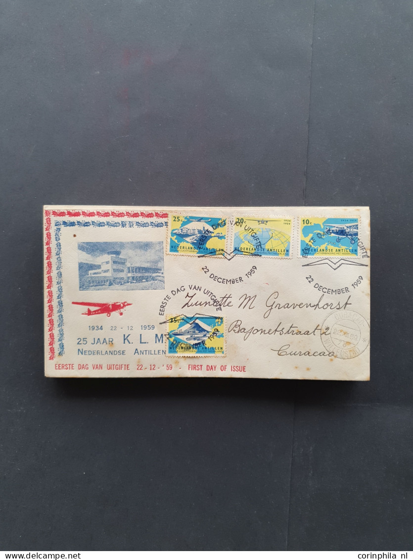 Cover , Airmail 1930-1970 ca., ca. 180 luchtpoststukken met o.a. Bernhardfonds (2x) in schoenendoos.