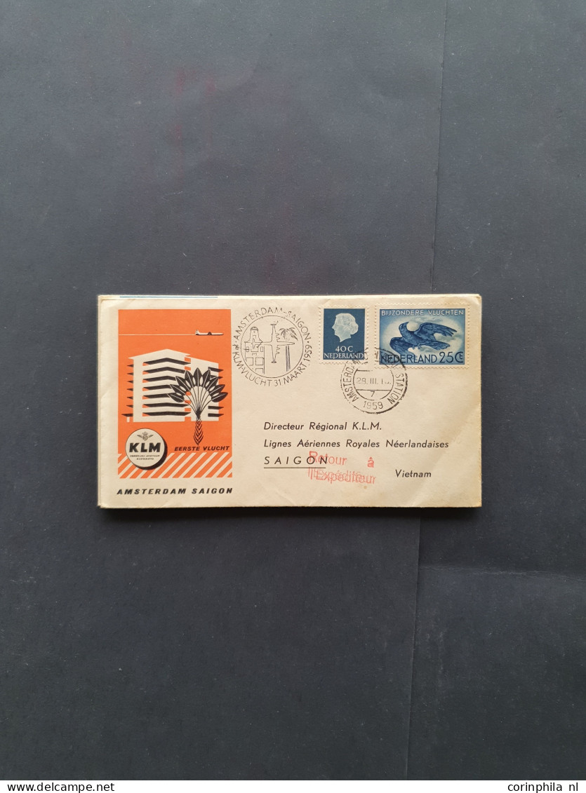 Cover , Airmail 1930-1970 ca., ca. 180 luchtpoststukken met o.a. Bernhardfonds (2x) in schoenendoos.