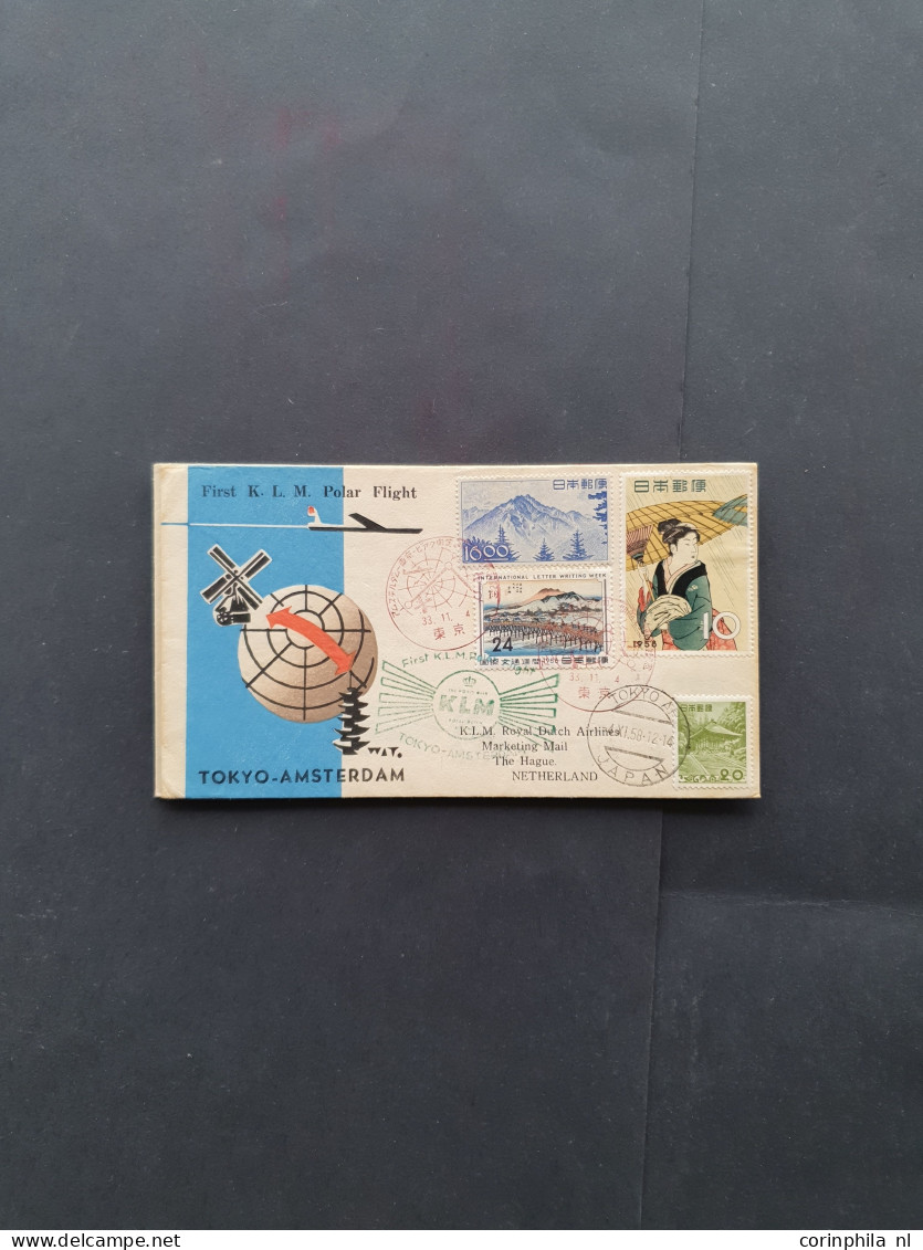 Cover , Airmail 1930-1970 ca., ca. 180 luchtpoststukken met o.a. Bernhardfonds (2x) in schoenendoos.