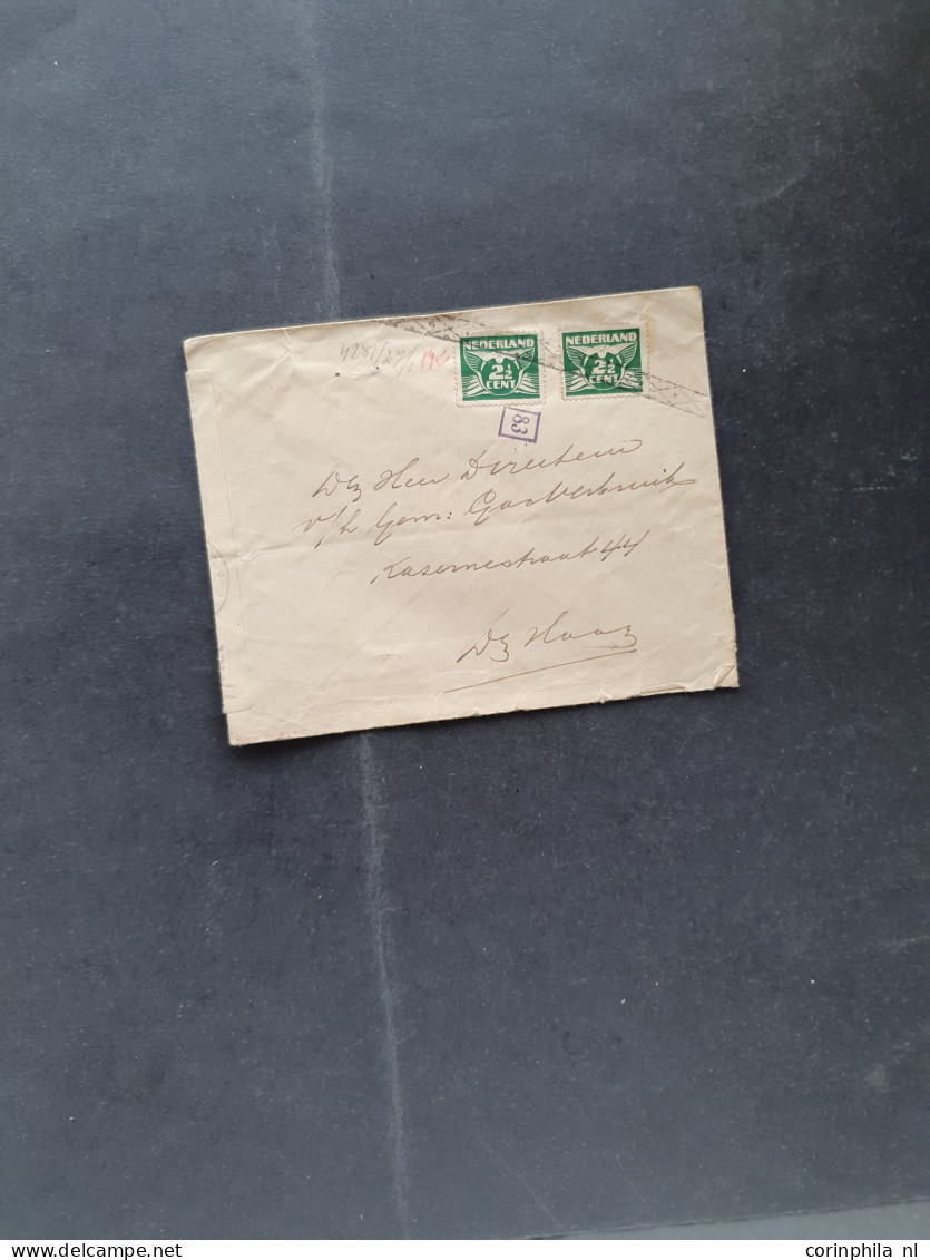 Cover 1820-1940ca. post(waarde)stukken w.b. iets betere ex., stempels, iets buitenland etc. in doosje