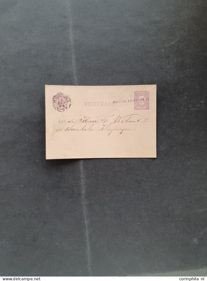 Cover 1820-1940ca. post(waarde)stukken w.b. iets betere ex., stempels, iets buitenland etc. in doosje