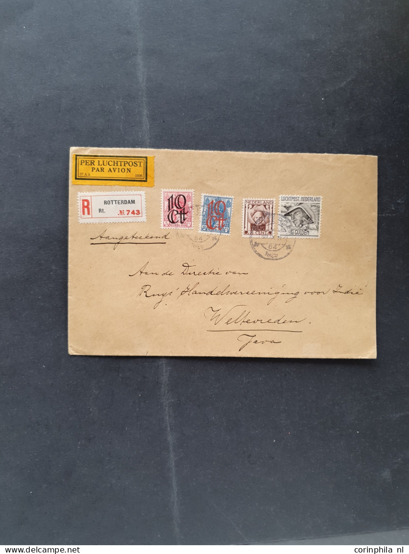 Cover 1820-1940ca. post(waarde)stukken w.b. iets betere ex., stempels, iets buitenland etc. in doosje