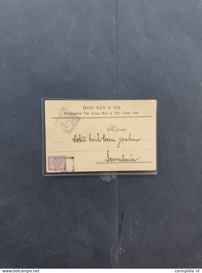 Cover 1890-1917, 8 betere (enkel)frankeringen w.b. o.a. emissies Cijfer, Hangend Haar met Cijfer 5 cent als drukwerk naa