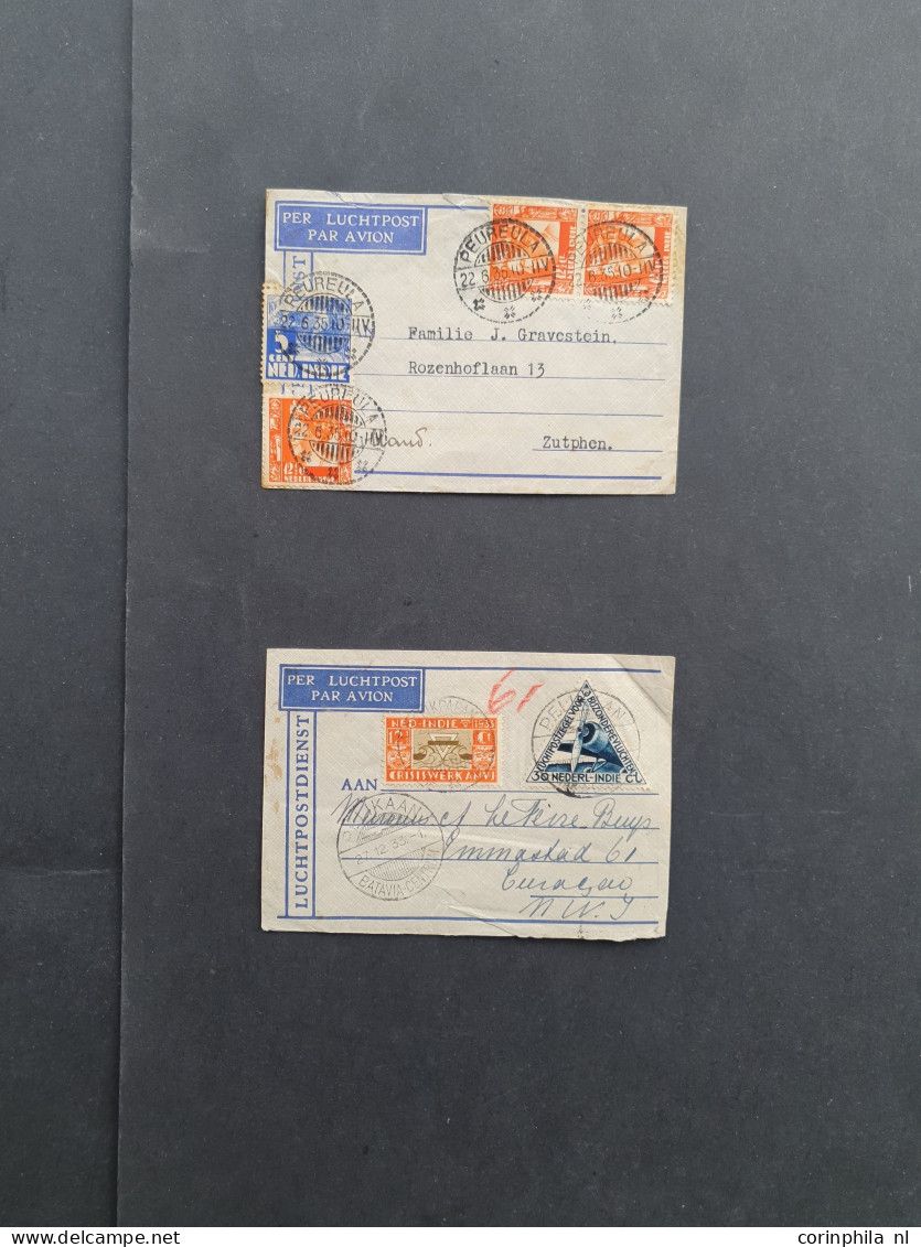 Cover , Airmail 1920-1940ca. langebalkstempels A-Z op post(waarde)stuk (ca. 450 stukken) w.b. aangetekend, censuur, iets