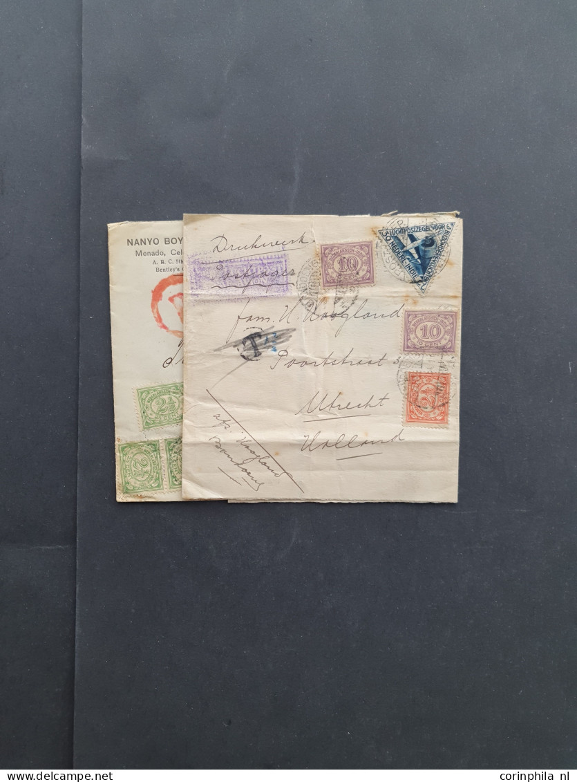 Cover , Airmail 1920-1940ca. langebalkstempels A-Z op post(waarde)stuk (ca. 450 stukken) w.b. aangetekend, censuur, iets