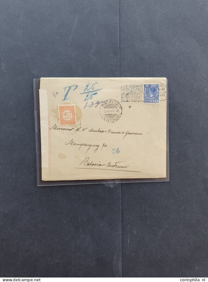 Cover 1895-1940, 3 Beporte Stukken W.b. Nrs. P5, P6 En P10 Rood En Zwart Op Achterzijde Op Ongefrankeerde Envelop Van De - Indes Néerlandaises