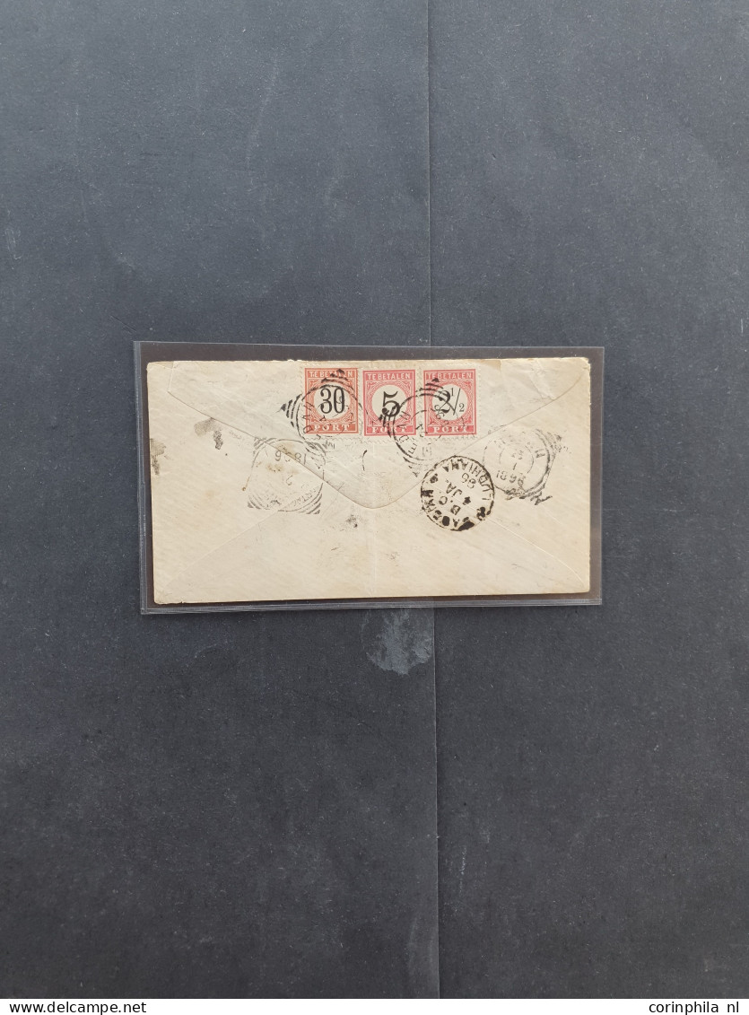 Cover 1895-1940, 3 Beporte Stukken W.b. Nrs. P5, P6 En P10 Rood En Zwart Op Achterzijde Op Ongefrankeerde Envelop Van De - Indes Néerlandaises