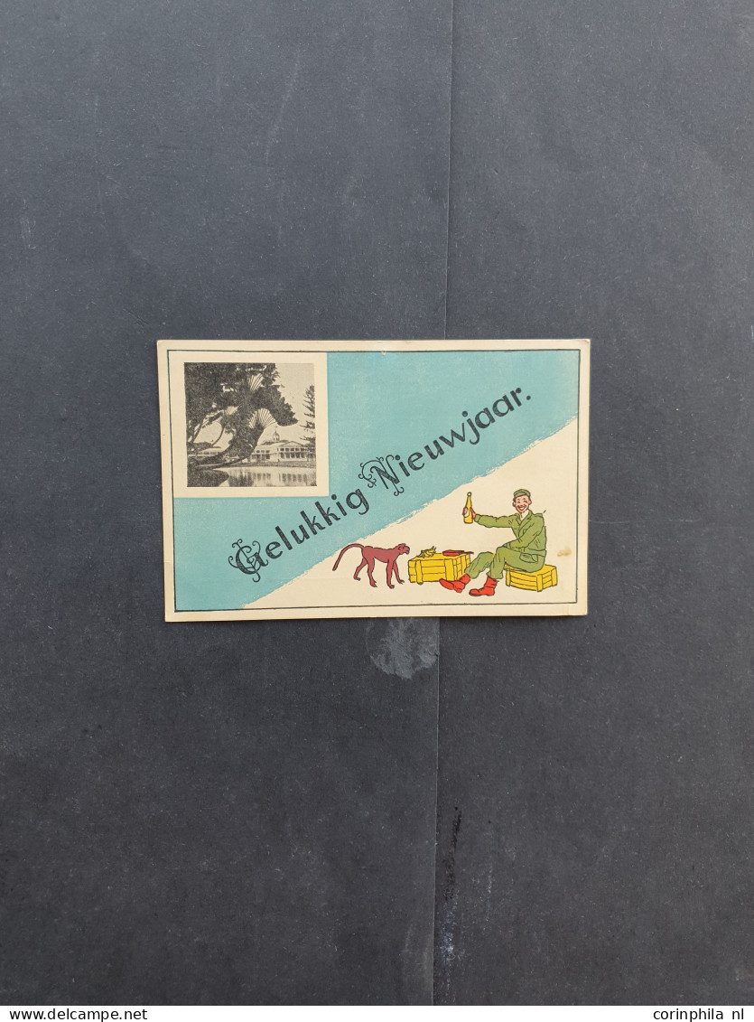 Cover 1945-1950 ca. 35 geïllustreerde prentbriefkaarten Onafhankelijkheidsoorlog alle kerst- en nieuwjaarswensen, divers
