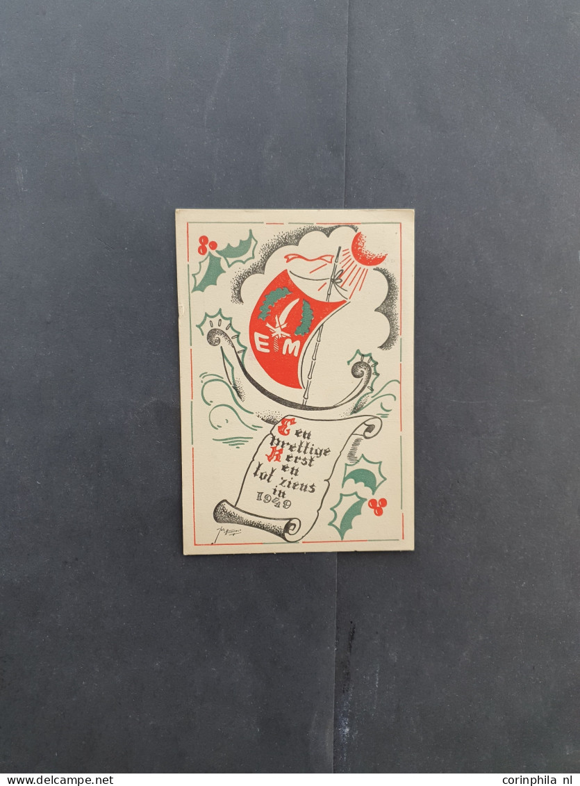 Cover 1945-1950 ca. 35 geïllustreerde prentbriefkaarten Onafhankelijkheidsoorlog alle kerst- en nieuwjaarswensen, divers