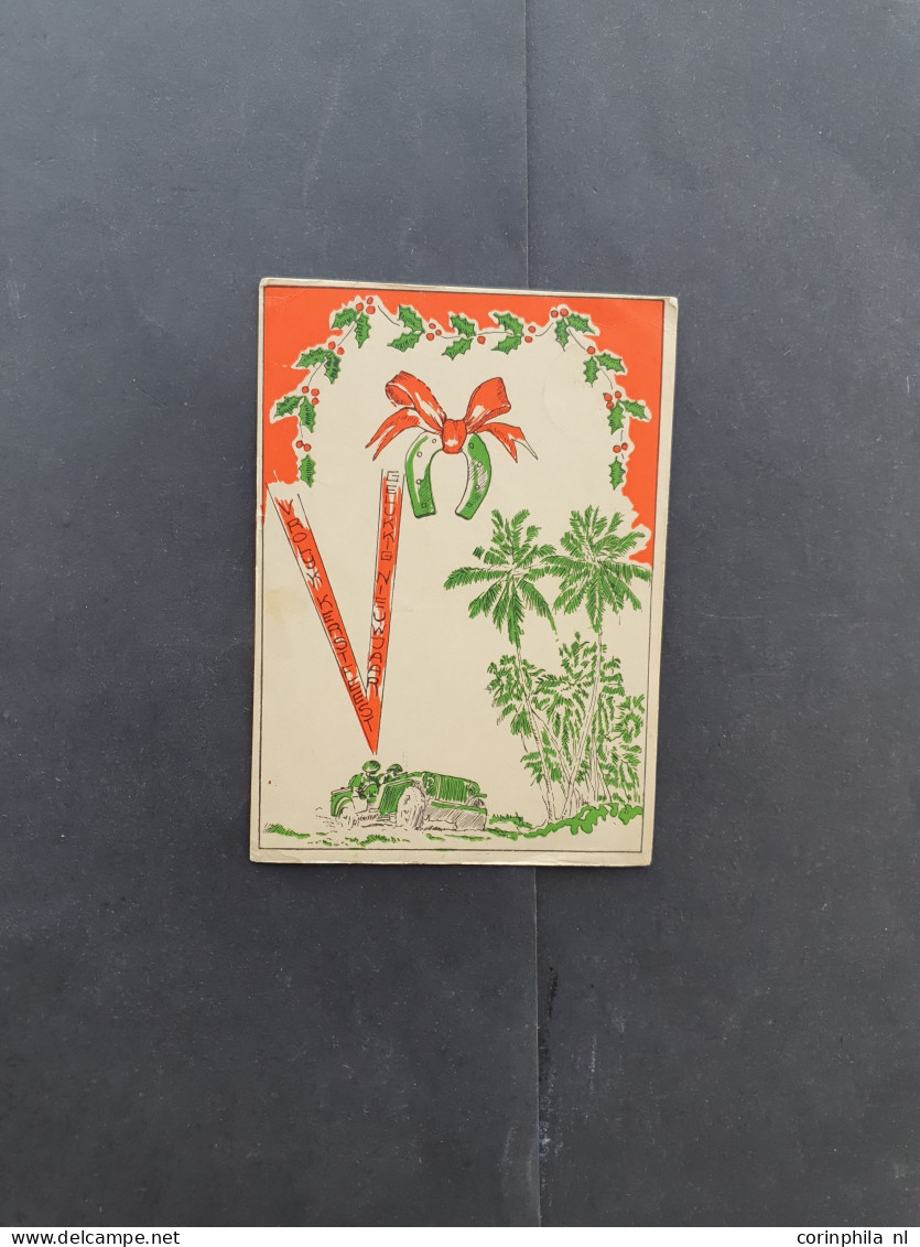 Cover 1946-1950 33 Geïllustreerde Prentbriefkaarten Onafhankelijkheidsoorlog Alle Kerst- En Nieuwjaarswensen, Meest Seri - Indes Néerlandaises