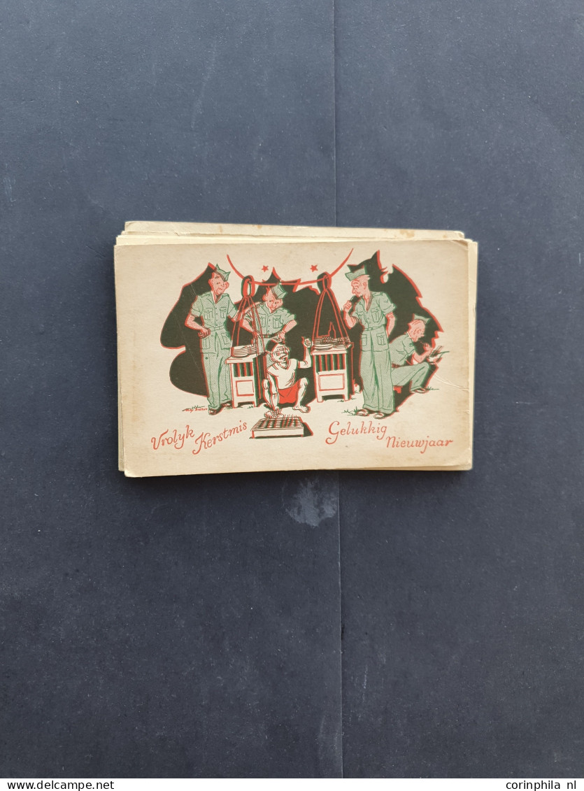 Cover 1946-1950 33 geïllustreerde prentbriefkaarten Onafhankelijkheidsoorlog alle kerst- en nieuwjaarswensen, meest seri