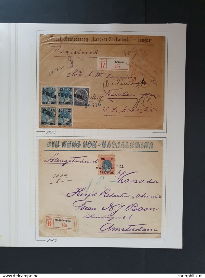 Cover 1900-1905, ca. 20 poststukken en enkele losse zegels met Hulpuitgifte 1900 met langstempels in mooie kwaliteit, ke