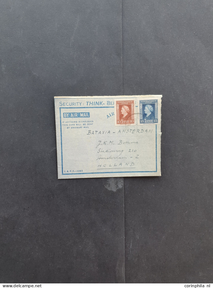 Cover 1940-1945, 14 post(waarde)stukken w.b. kamppost o.a. van Rotterdam naar Java, Cot-Intern.-kamp Koetatjane, Gecensu