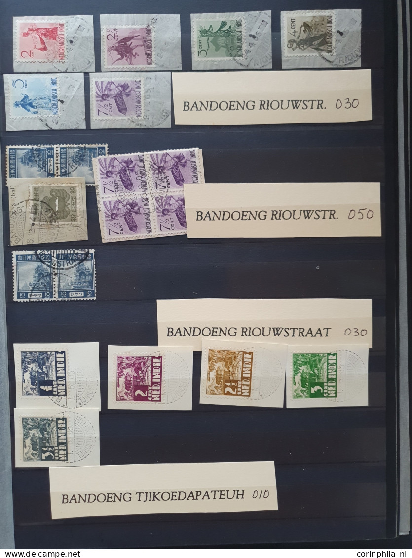 1942-1945 Stock Mainly 'langebalk' Postmarks A-Z (circular Date Cancels) And Some 'haltestempels' (Railway Station Cance - Netherlands Indies