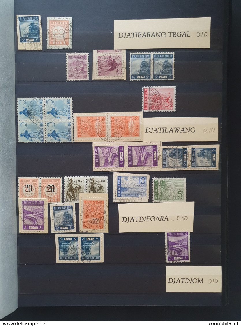 1942-1945 stock mainly 'langebalk' postmarks A-Z (circular date cancels) and some 'haltestempels' (Railway station cance