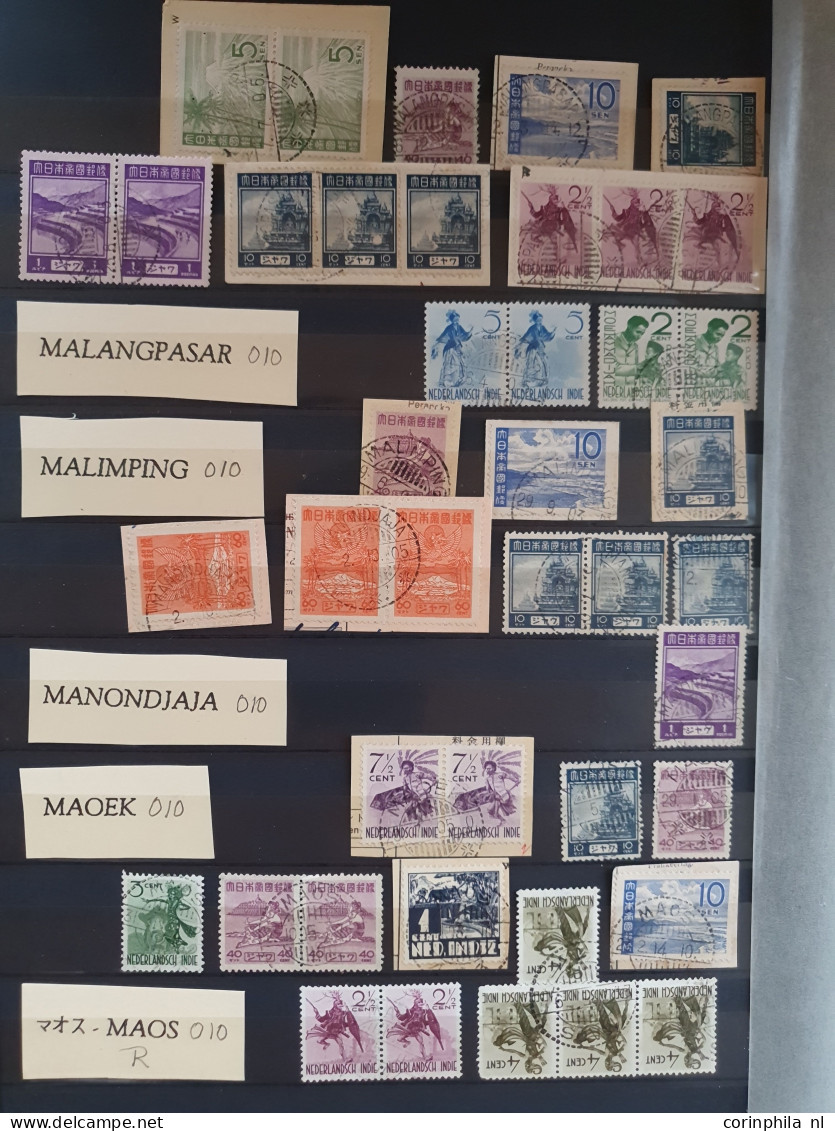 1942-1945 stock mainly 'langebalk' postmarks A-Z (circular date cancels) and some 'haltestempels' (Railway station cance