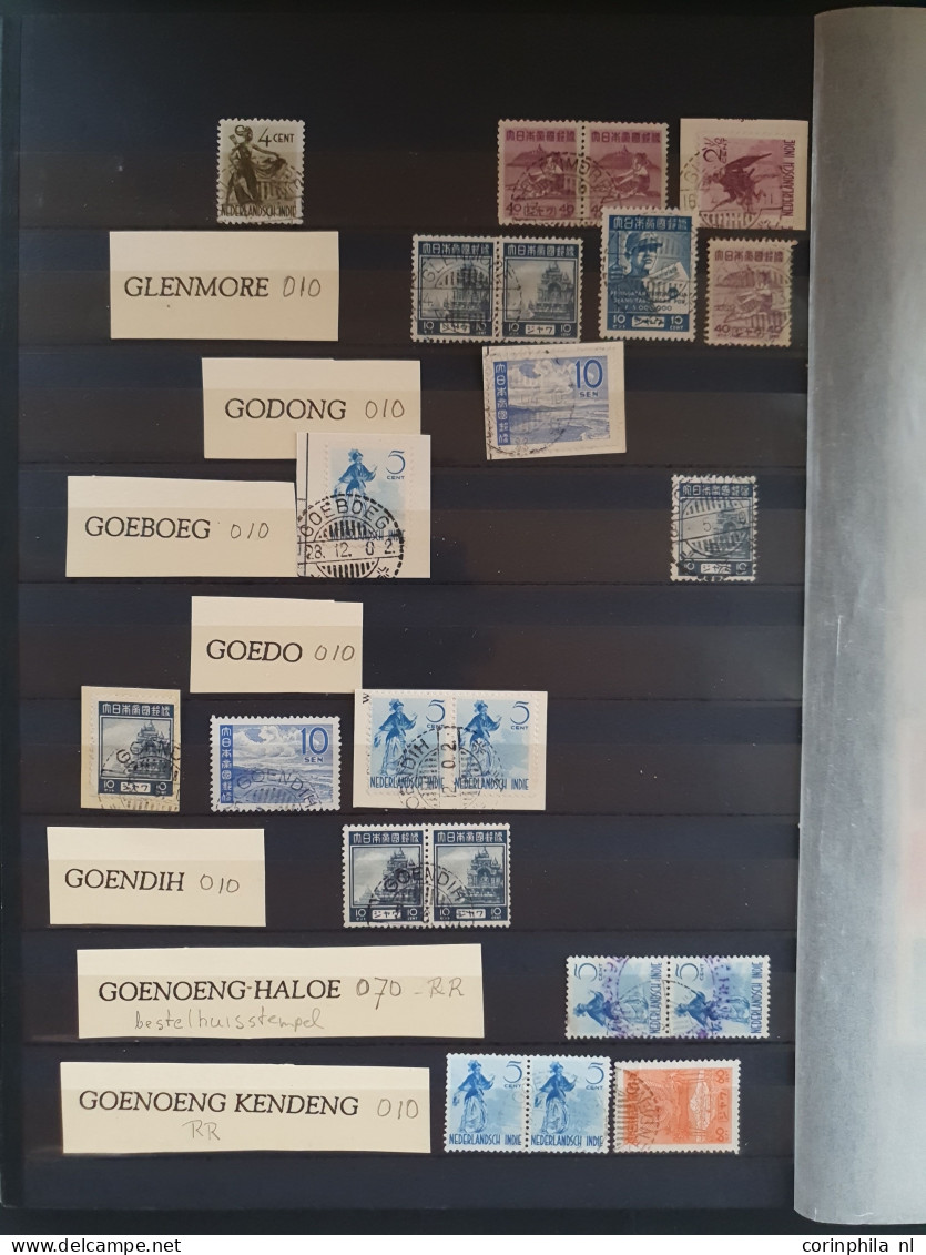 1942-1945 stock mainly 'langebalk' postmarks A-Z (circular date cancels) and some 'haltestempels' (Railway station cance