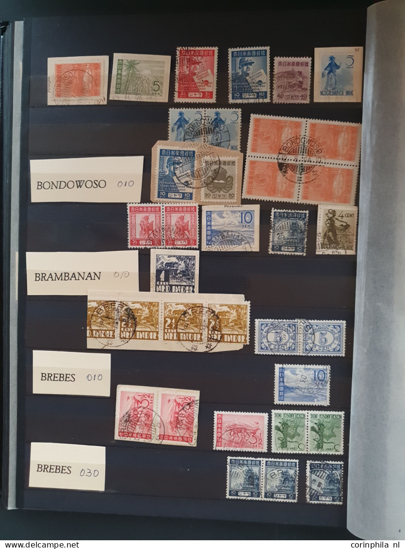 1942-1945 stock mainly 'langebalk' postmarks A-Z (circular date cancels) and some 'haltestempels' (Railway station cance