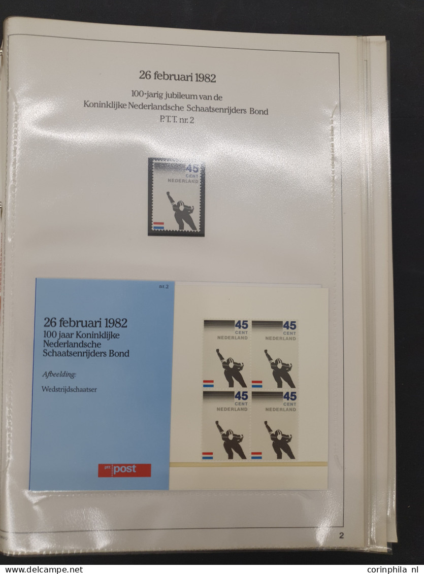 1982-2009 collectie postzegelmapjes en collectie Nederland op Davo bladen w.b. nominaal ca. €800 in 16 albums in 2 dozen