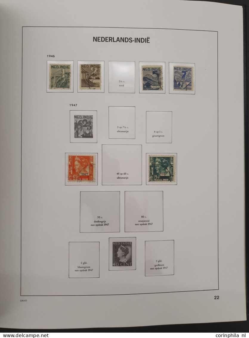 1883-1960ca. collectie gestempeld en */** w.b. iets betere series (o.a. Curaçao 300 Jaar Gezag) in 3 Davo albums in doos