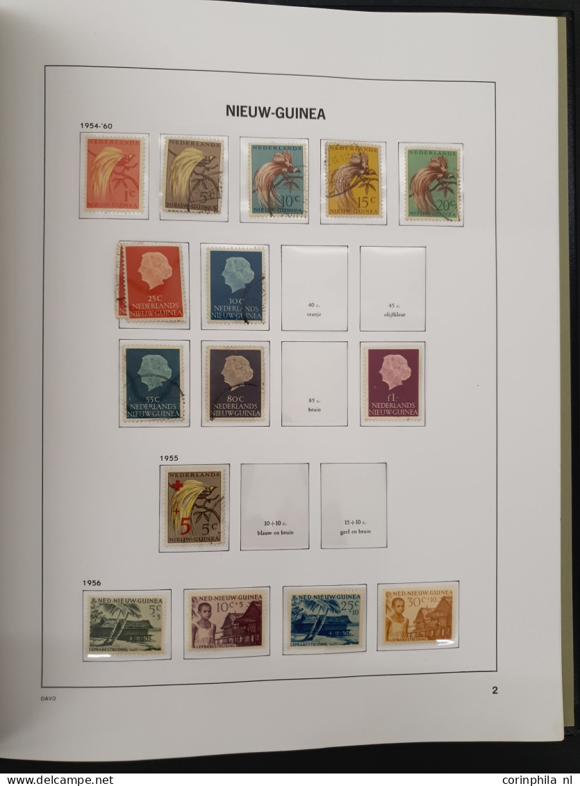 1883-1960ca. collectie gestempeld en */** w.b. iets betere series (o.a. Curaçao 300 Jaar Gezag) in 3 Davo albums in doos