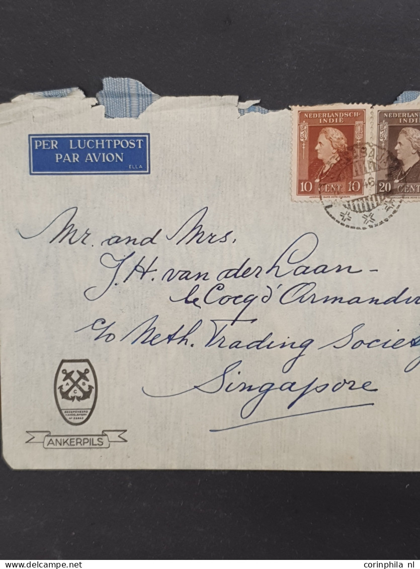 Cover , Airmail 1870-1948c. Post(waarde)stukken (ca. 200 Ex.) W.b. Luchtpost(bladen), Stempels, Roodfrankeringen Etc. In - Colecciones Completas