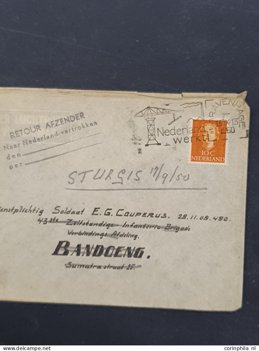 Cover , Airmail 1870-1948c. post(waarde)stukken (ca. 200 ex.) w.b. luchtpost(bladen), stempels, roodfrankeringen etc. in