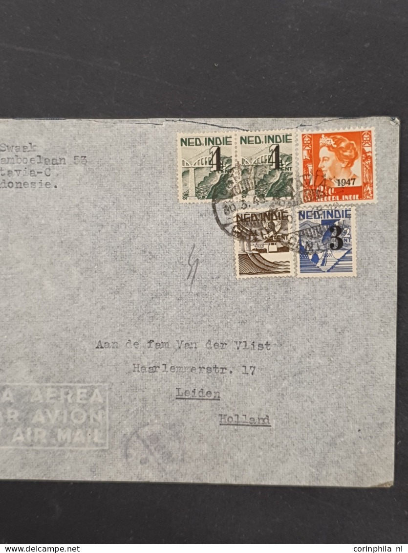 Cover , Airmail 1870-1948c. post(waarde)stukken (ca. 200 ex.) w.b. luchtpost(bladen), stempels, roodfrankeringen etc. in