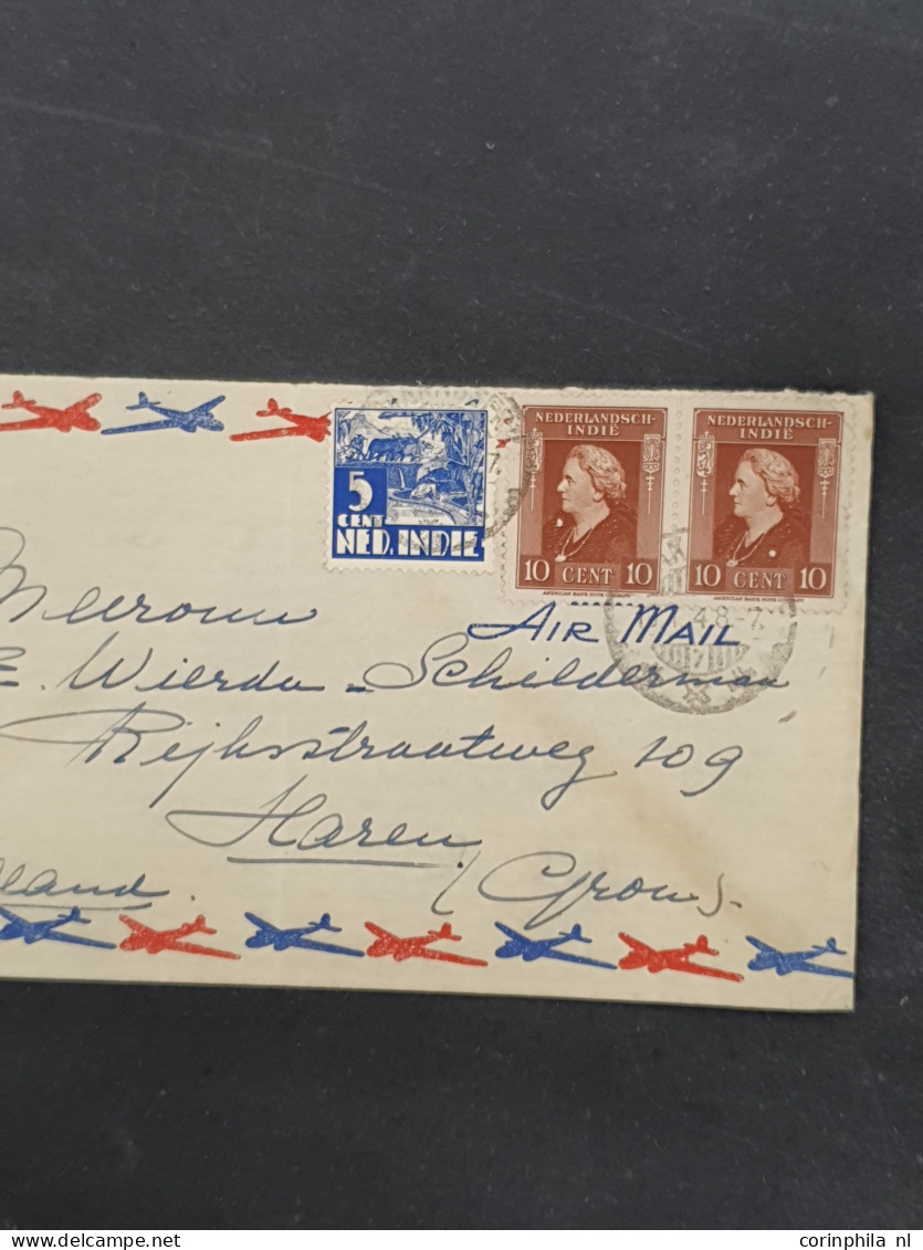 Cover , Airmail 1870-1948c. post(waarde)stukken (ca. 200 ex.) w.b. luchtpost(bladen), stempels, roodfrankeringen etc. in