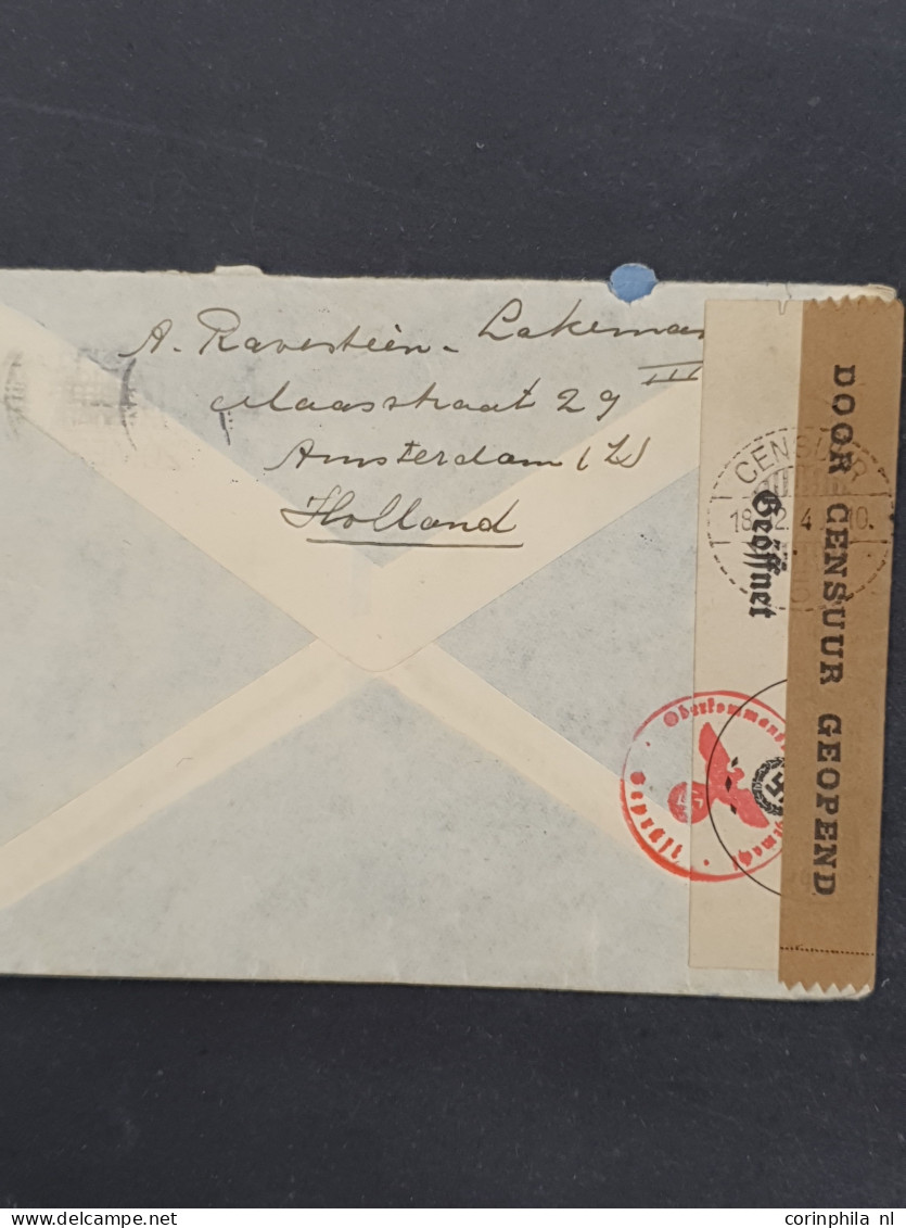 Cover , Airmail 1870-1948c. post(waarde)stukken (ca. 200 ex.) w.b. luchtpost(bladen), stempels, roodfrankeringen etc. in