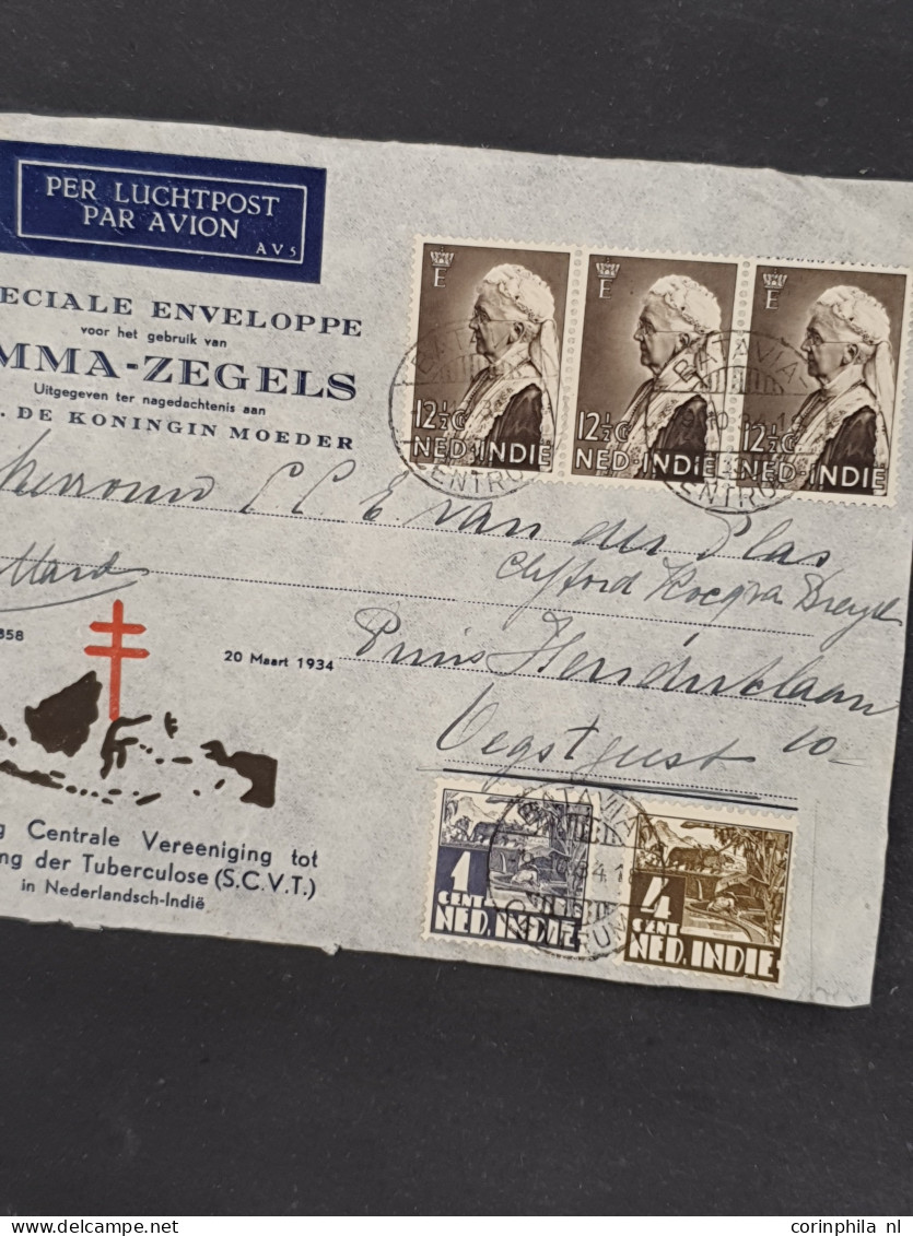 Cover , Airmail 1870-1948c. post(waarde)stukken (ca. 200 ex.) w.b. luchtpost(bladen), stempels, roodfrankeringen etc. in