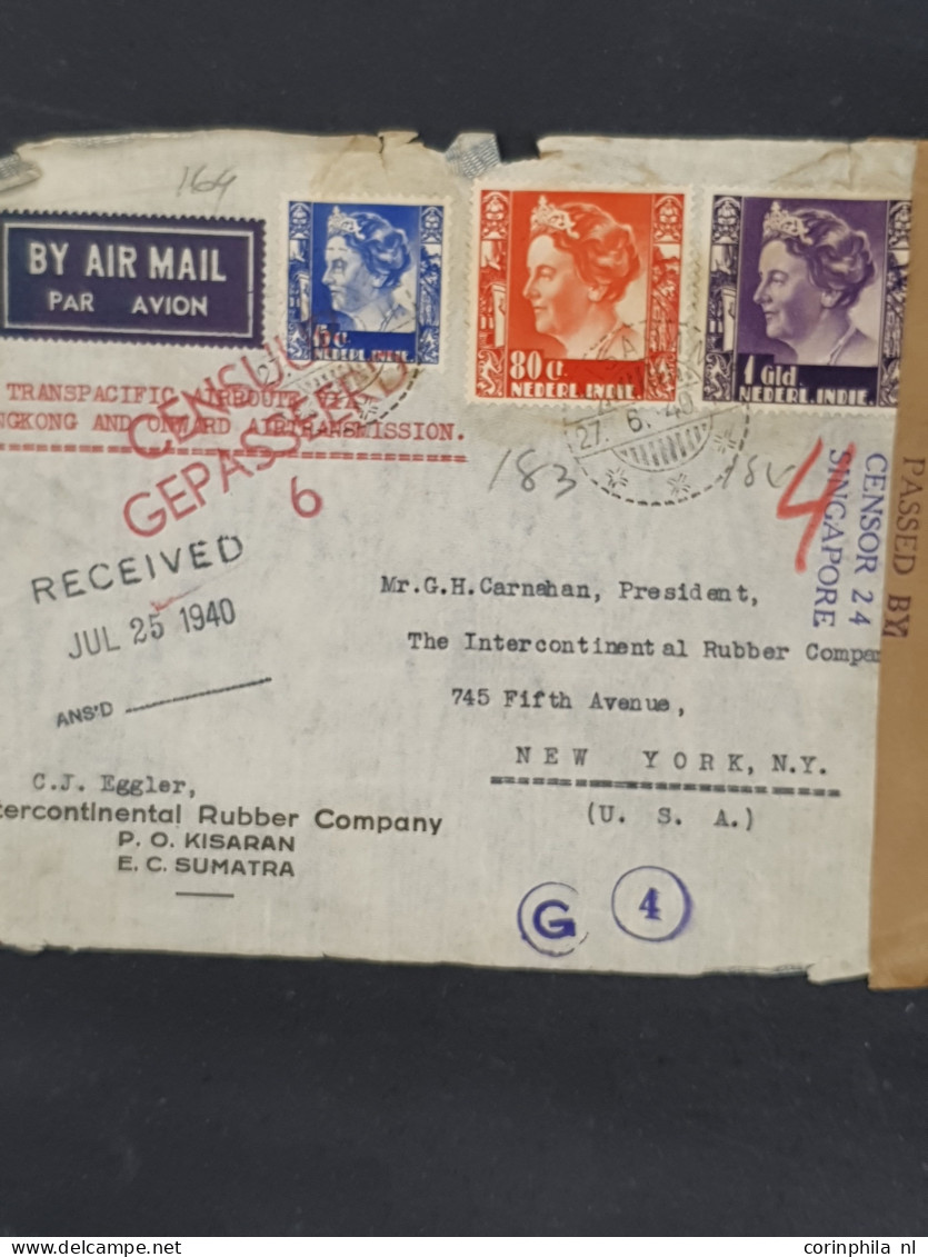 Cover , Airmail 1870-1948c. post(waarde)stukken (ca. 200 ex.) w.b. luchtpost(bladen), stempels, roodfrankeringen etc. in