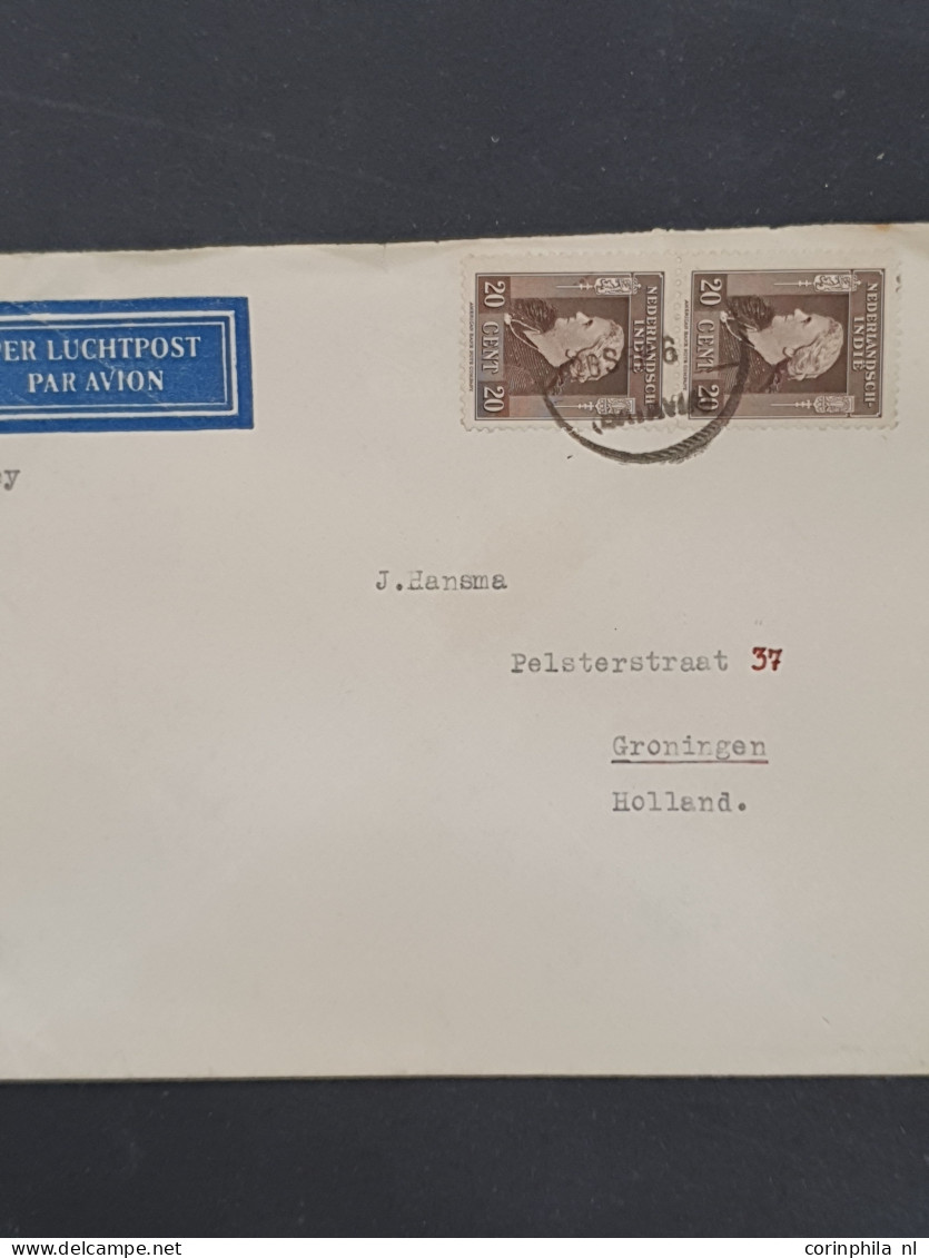 Cover , Airmail 1870-1948c. post(waarde)stukken (ca. 200 ex.) w.b. luchtpost(bladen), stempels, roodfrankeringen etc. in