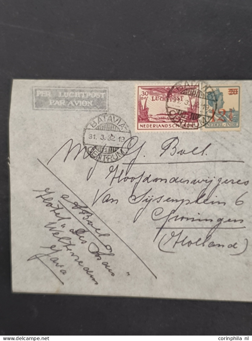 Cover , Airmail 1870-1948c. post(waarde)stukken (ca. 200 ex.) w.b. luchtpost(bladen), stempels, roodfrankeringen etc. in