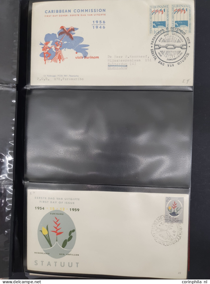 1945/2009c. collectie fdc's tussen E6 en E599 inclusief Nederlandse Antillen, Suriname, luchtpost en bijzondere vluchten