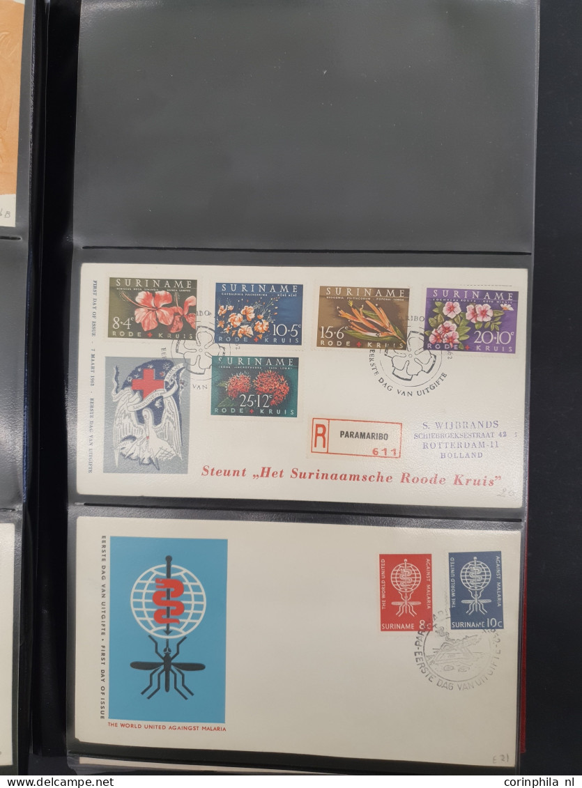 1945/2009c. collectie fdc's tussen E6 en E599 inclusief Nederlandse Antillen, Suriname, luchtpost en bijzondere vluchten