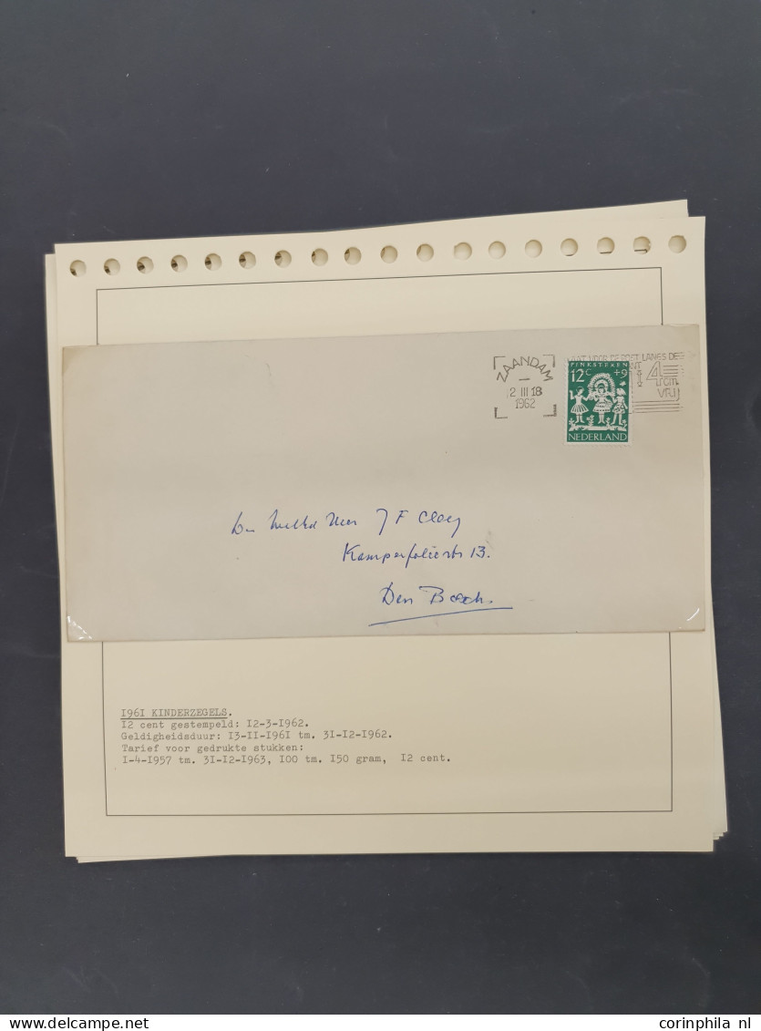 Cover 1960-2000ca. collectie enkelfrankeringen netjes opgezet op albumbladen in 2 bananendozen