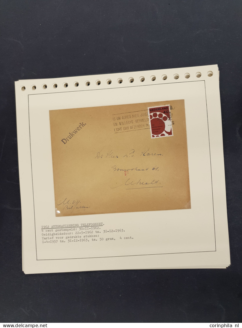 Cover 1960-2000ca. collectie enkelfrankeringen netjes opgezet op albumbladen in 2 bananendozen