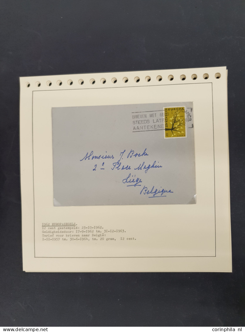 Cover 1960-2000ca. collectie enkelfrankeringen netjes opgezet op albumbladen in 2 bananendozen