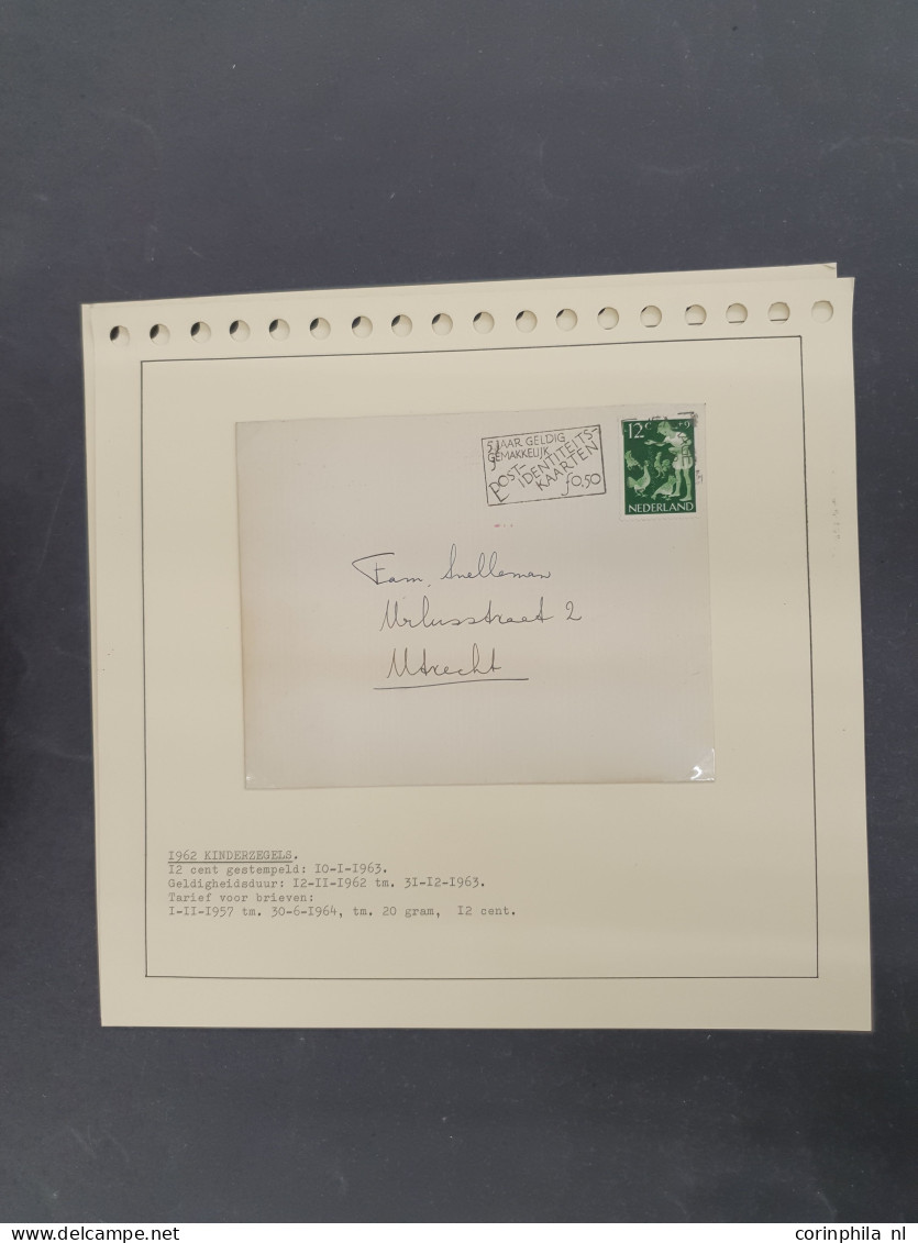 Cover 1960-2000ca. collectie enkelfrankeringen netjes opgezet op albumbladen in 2 bananendozen